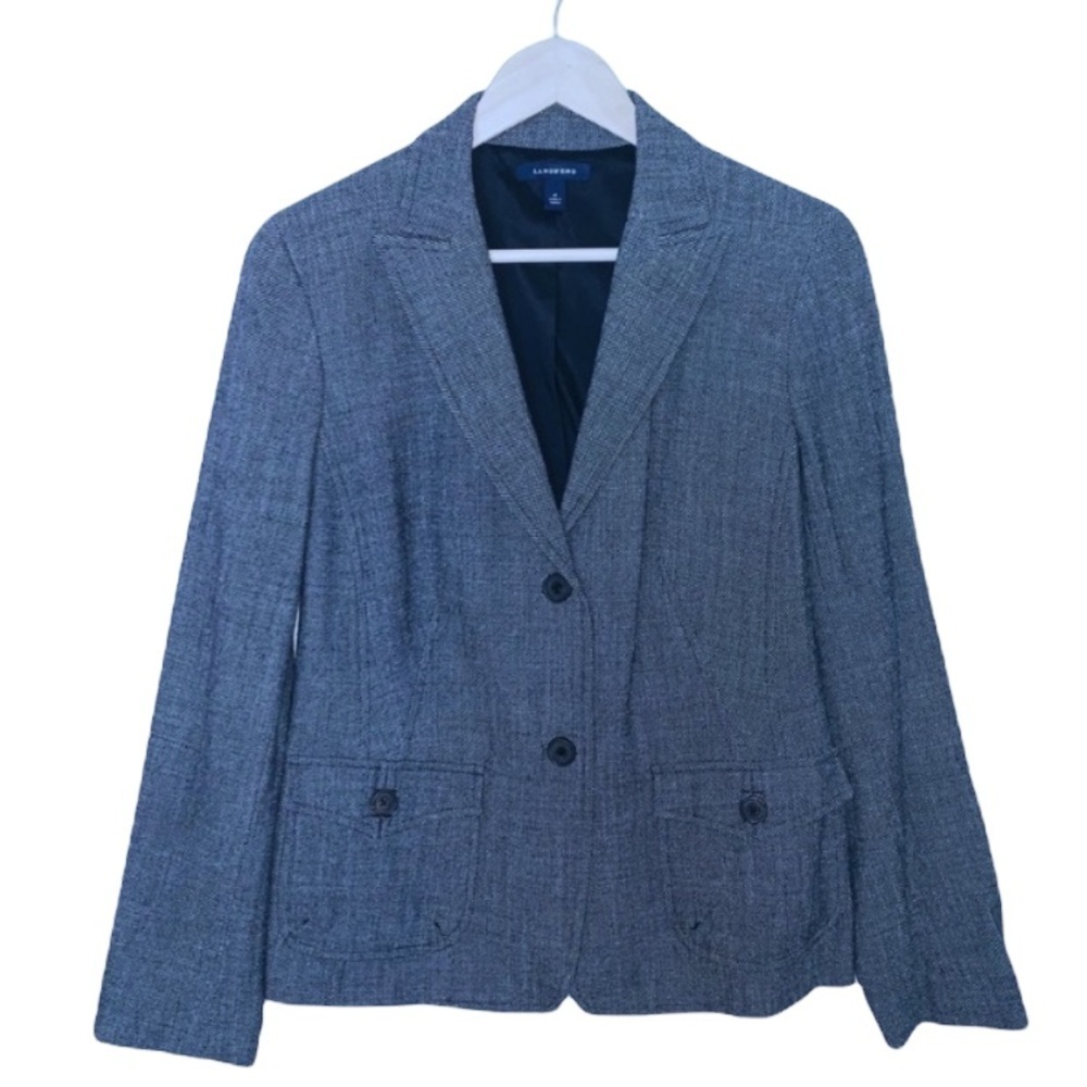 EUC Lands’ End Wool Blend Two Button Blazer - Picture 1 of 8